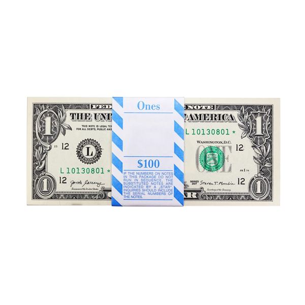 Pack of (100) Consecutive 2017 $1 Federal Reserve STAR Notes San Francisco