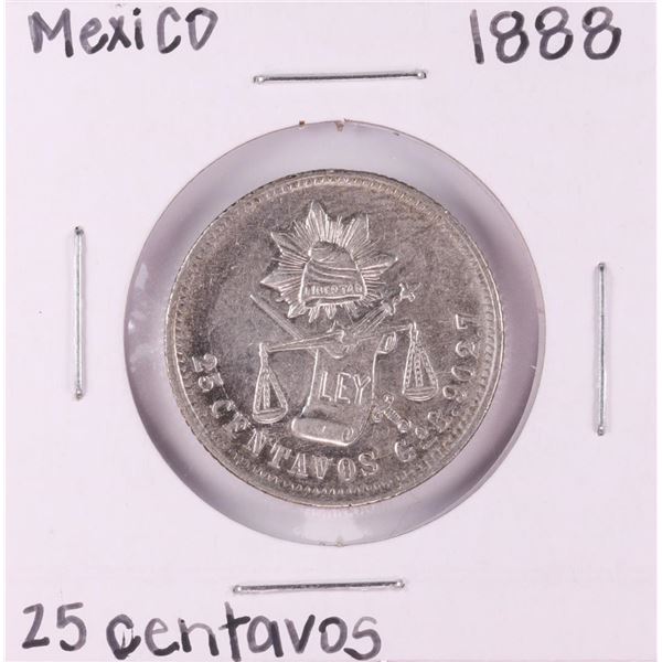 1888 Mexico 25 Centavos Silver Coin