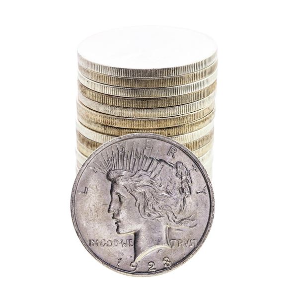 Roll of (20) Brilliant Uncirculated 1923 $1 Peace Silver Dollar Coins