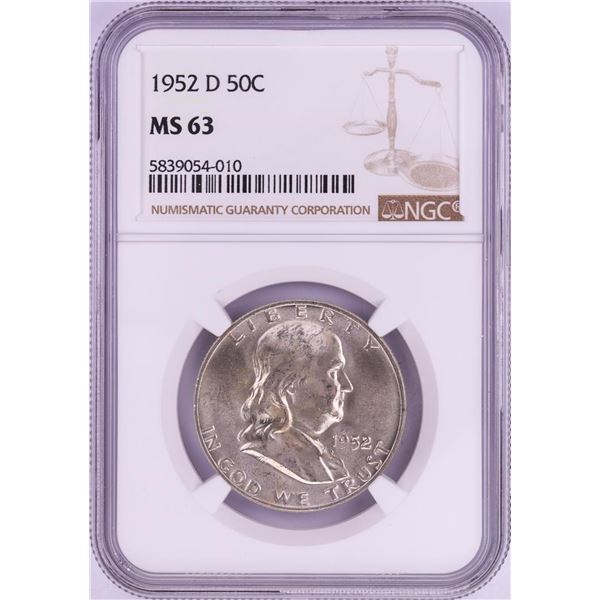 1952-D Franklin Half Dollar Coin NGC MS63