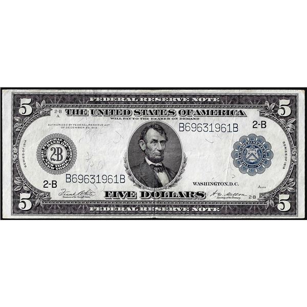 1914 $5 Federal Reserve Note New York