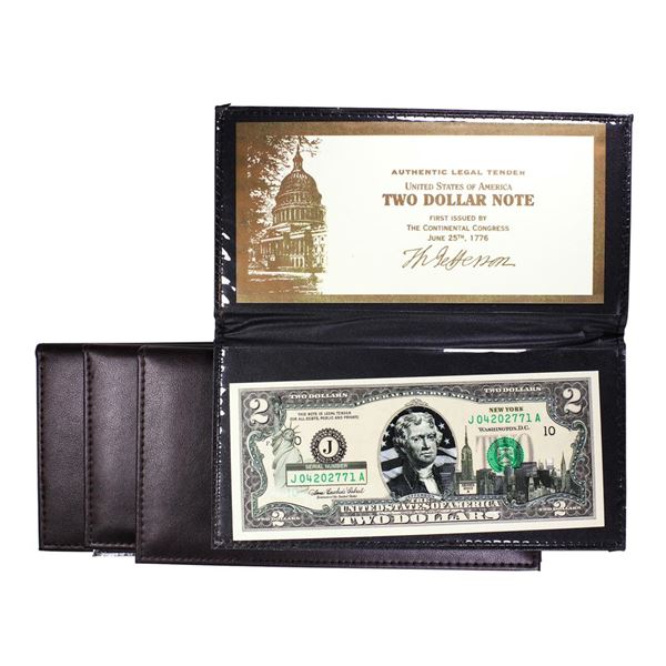 Lot of (4) 2003A $2 Federal Reserve Notes Uncirculated in Leather Envelope