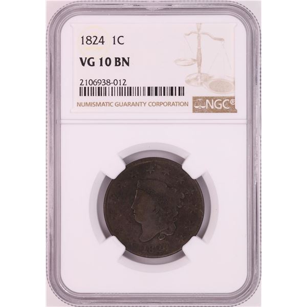 1824 Coronet Head Large Cent Coin NGC VG10BN