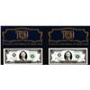 Image 1 : Lot of (2) 2003A 22KT Gold Leaf $2 Federal Reserve Notes Uncirculated in Envelope