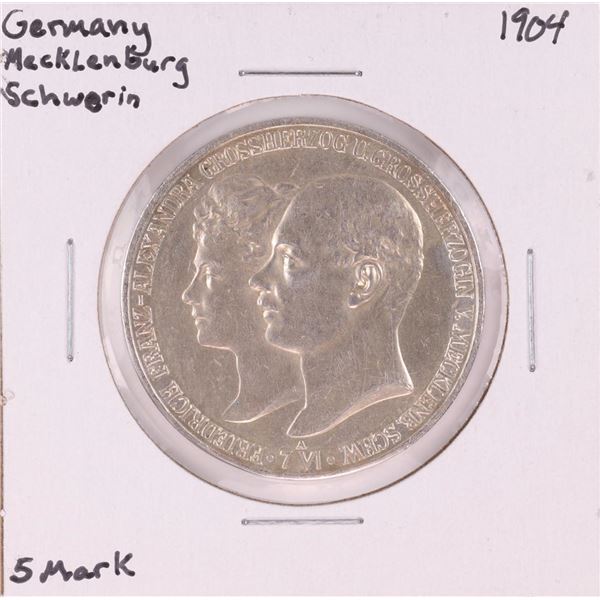 1904 Germany Macklenburg Schwerin 5 Mark Silver Coin