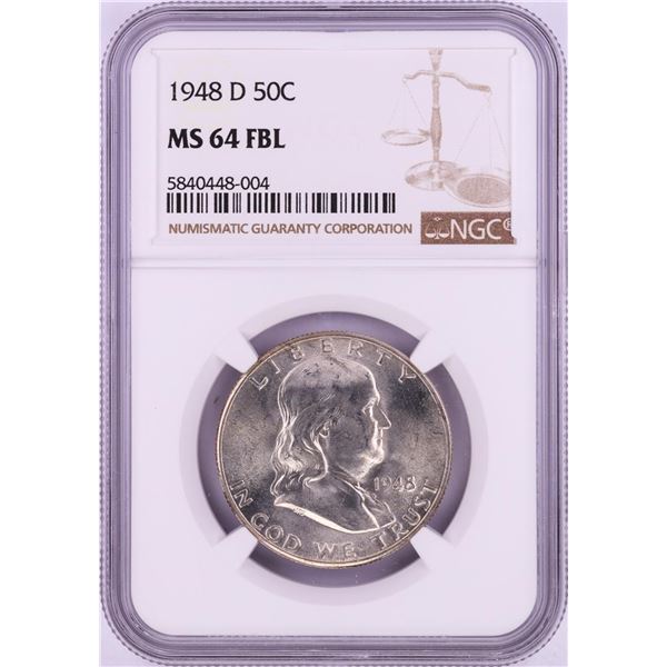 1948-D Franklin Half Dollar Coin NGC MS64FBL