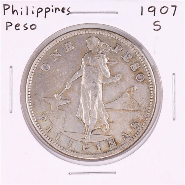 1907-S Philippines Peso Silver Coin