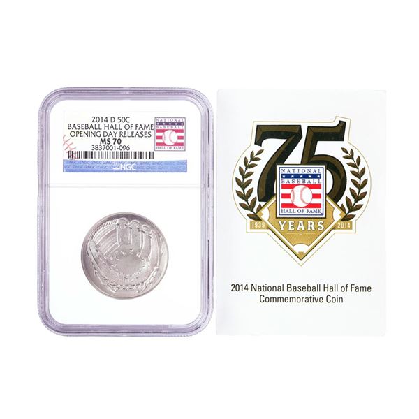 2014-D Baseball Hall of Fame Half Dollar Coin NGC MS70 Opening Day