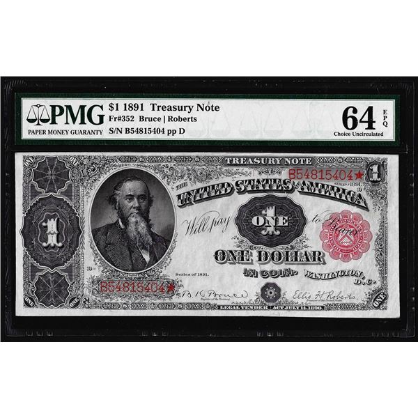 1891 $1 Treasury Note Fr.352 PMG Choice Uncirculated 64EPQ