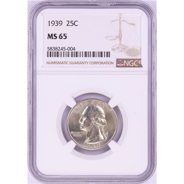 1939 Washington Quarter Coin NGC MS65