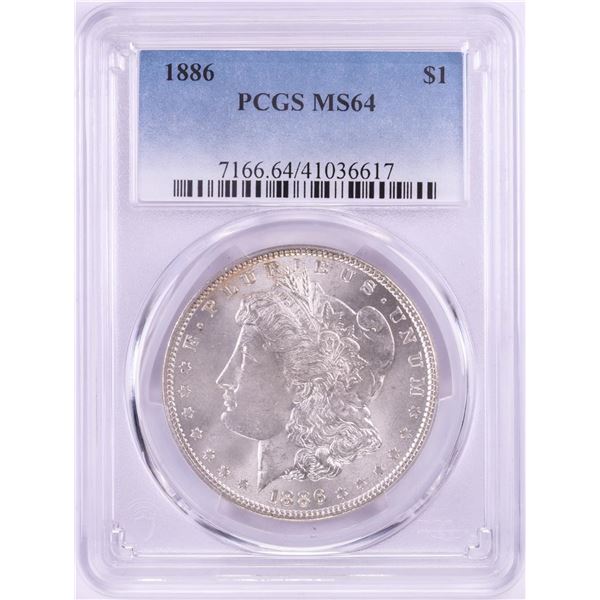 1886 $1 Morgan Silver Dollar Coin PCGS MS64