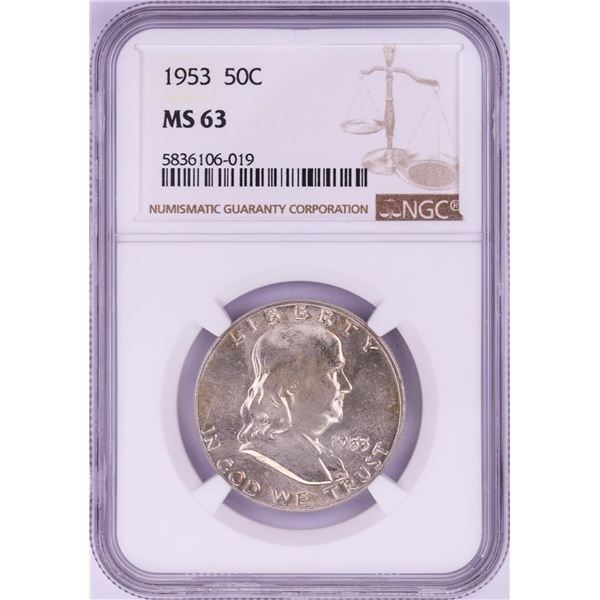 1953 Franklin Half Dollar Coin NGC MS63