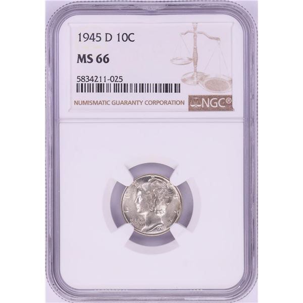 1945-D Mercury Dime Coin NGC MS66