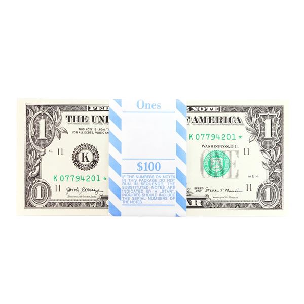 Pack of (100) Consecutive 2017 $1 Federal Reserve STAR Notes Dallas