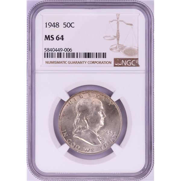 1948 Franklin Half Dollar Coin NGC MS64