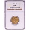 Image 1 : 1913 $5 Indian Head Half Eagle Gold Coin NGC MS62