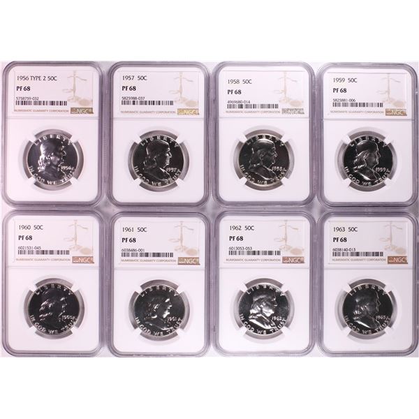 1956-1963 Proof Franklin Half Dollar Coins NGC PF68
