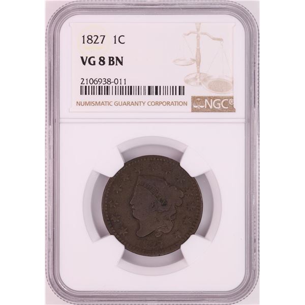 1827 Coronet Head Large Cent Coin NGC VG8BN