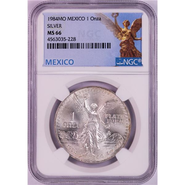 1984Mo Mexico 1 Onza Libertad Silver Coin NGC MS66