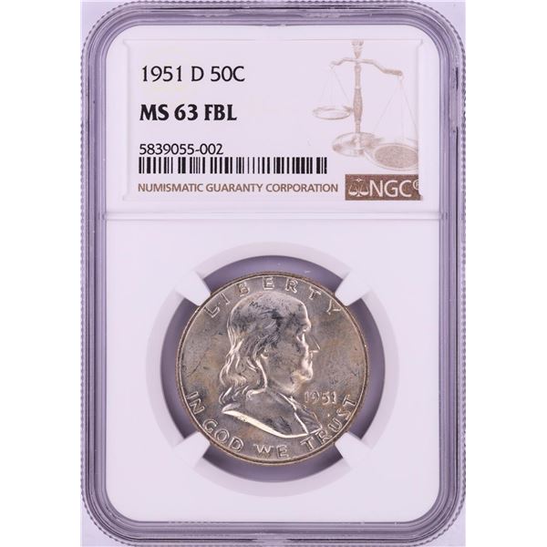 1951-D Franklin Half Dollar Coin NGC MS63FBL