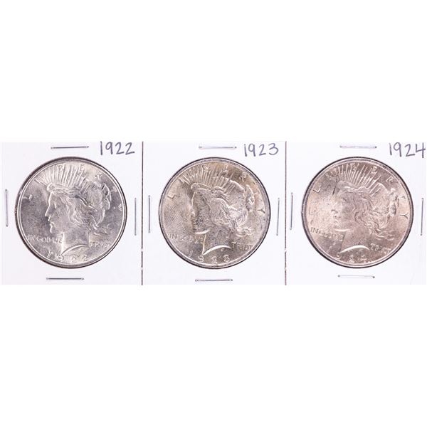 Lot of 1922-1924 $1 Peace Silver Dollar Coins