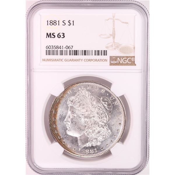 1881-S $1 Morgan Silver Dollar Coin NGC MS63 Nice Toning