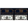 Image 1 : Lot of (2) 2003A 22KT Gold Leaf $2 Federal Reserve Notes Uncirculated in Envelope