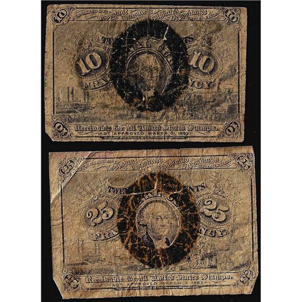 Lot of (2) March 3, 1863 Second Issue Fractional Currency Notes