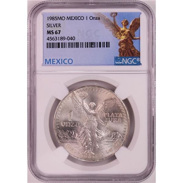 1985Mo Mexico 1 Onza Libertad Silver Coin NGC MS67