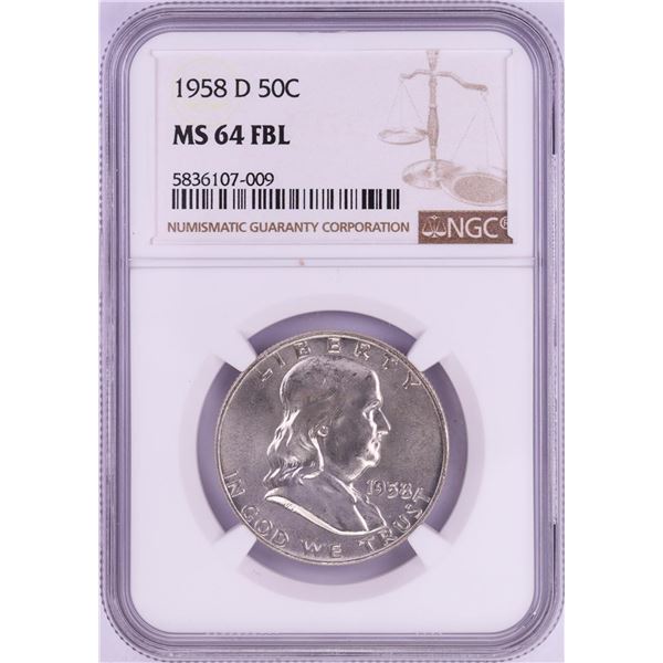 1958-D Franklin Half Dollar Coin NGC MS64FBL