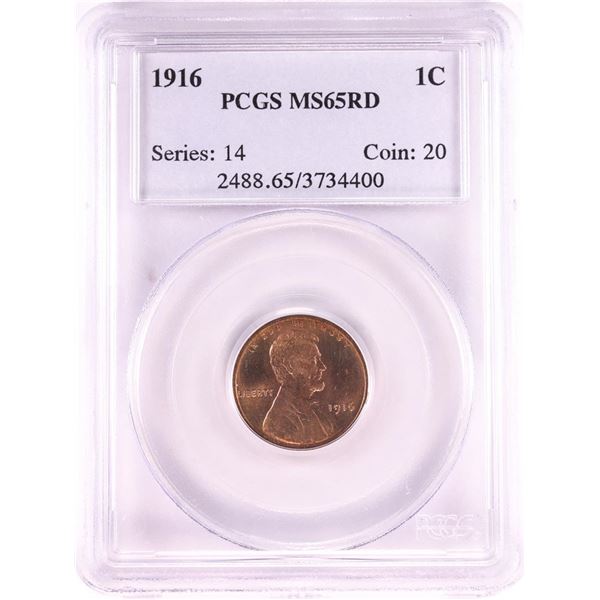 1916 Lincoln Wheat Cent Coin PCGS MS65RD