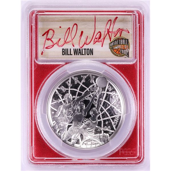 2020-P $1 Basketball HOF Silver Dollar Coin PCGS PR70DCAM Bill Walton Signature FDOI