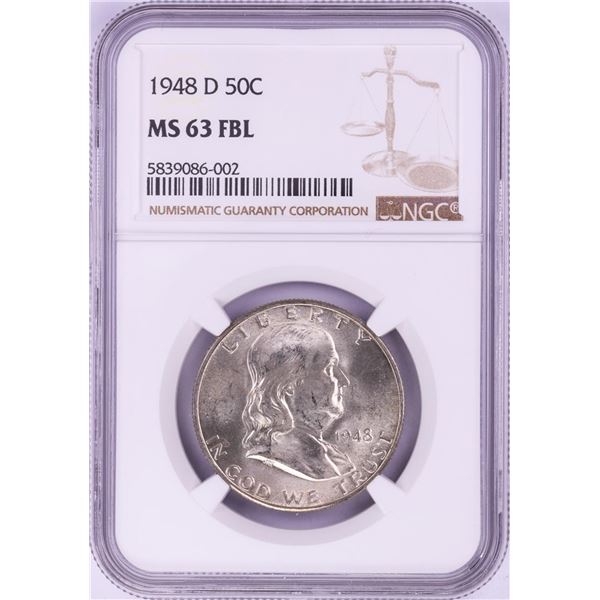 1948-D Franklin Half Dollar Coin NGC MS63FBL