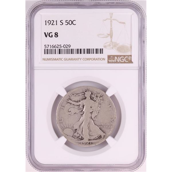 1921-S Walking Liberty Half Dollar Coin NGC VG8
