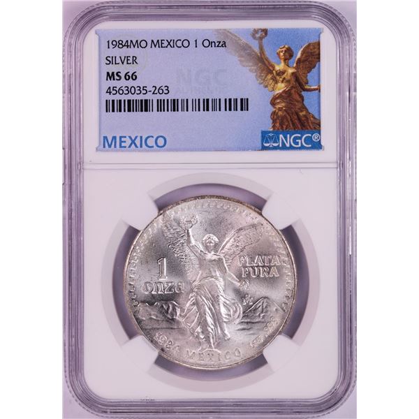 1984Mo Mexico 1 Onza Libertad Silver Coin NGC MS66