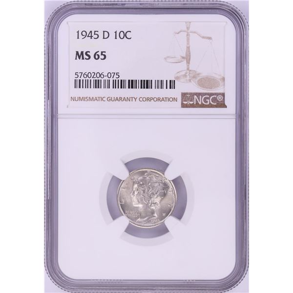 1945-D Mercury Dime Coin NGC MS65