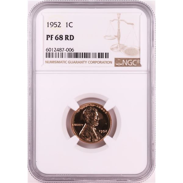 1952 Proof Lincoln Wheat Cent Coin NGC PF68RD