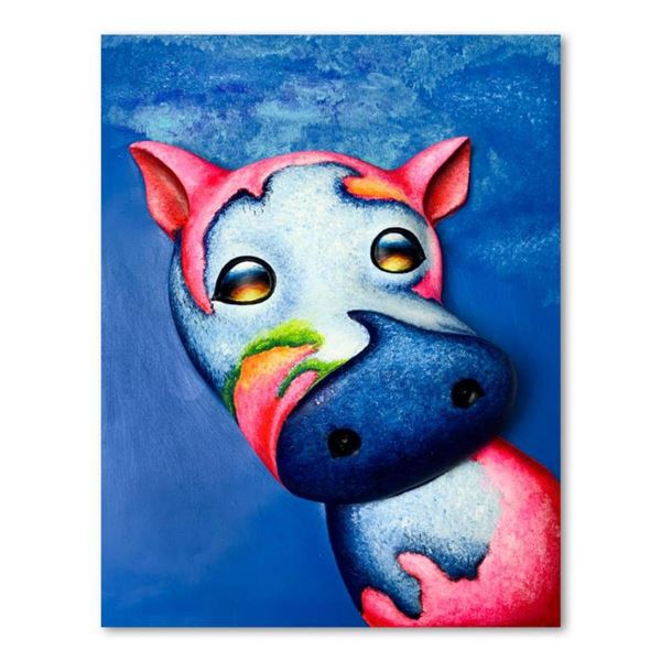 Wang, "Sadie" Hand Painted Limited Edition Bas Relief Sculpture, Numbered 5/99, Hand Signed and Lett