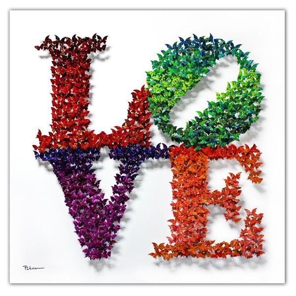 Patricia Govezensky- Original 3D Metal Art on Wood "Shape of Love"
