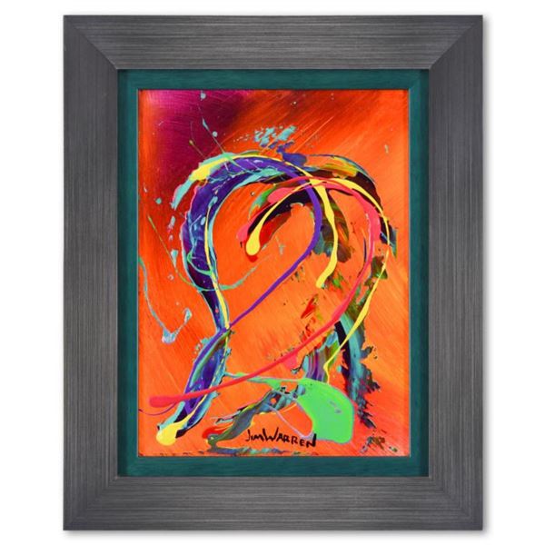 Jim Warren, "Love" Framed Original Painting on Canvas, Hand Signed with Letter of Authenticity.