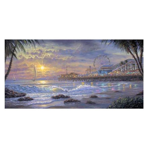 Robert Finale, "Santa Monica Pier" Hand Signed, Artist Embellished Limited Edition on Canvas with CO