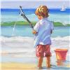 Image 3 : Lucelle Raad, "Little Fisherman" Framed Original Acrylic Painting on Canvas, Hand Signed with Letter