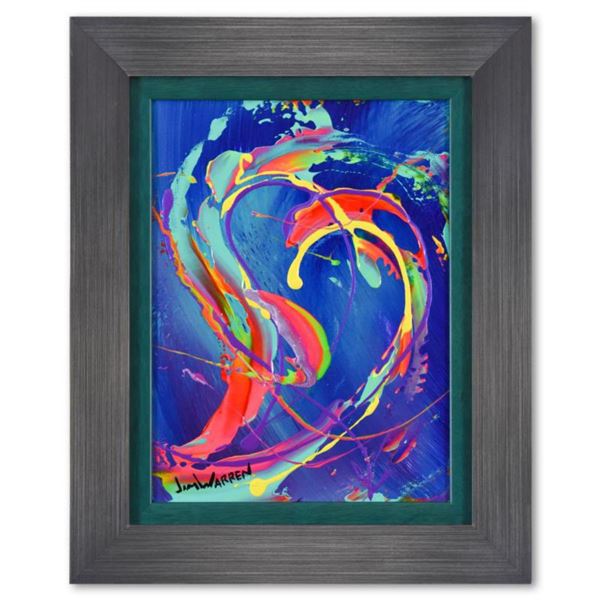 Jim Warren, "Love" Framed Original Painting on Canvas, Hand Signed with Letter of Authenticity.