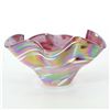 Image 1 : Glass Eye Studios, "Mini Wave Bowl (Red Rainbow Twist)" Hand Blown Glass Sculpture (Second).