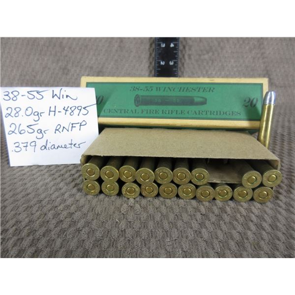 38-55 Win. Box of 20 Rounds - Reloads sold as componets