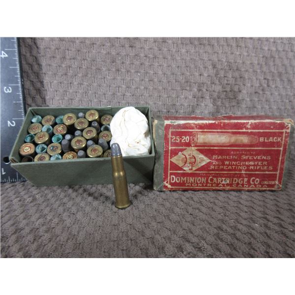 25-20 Win. Dominion Collector Box 15 Rounds & 20 Brass