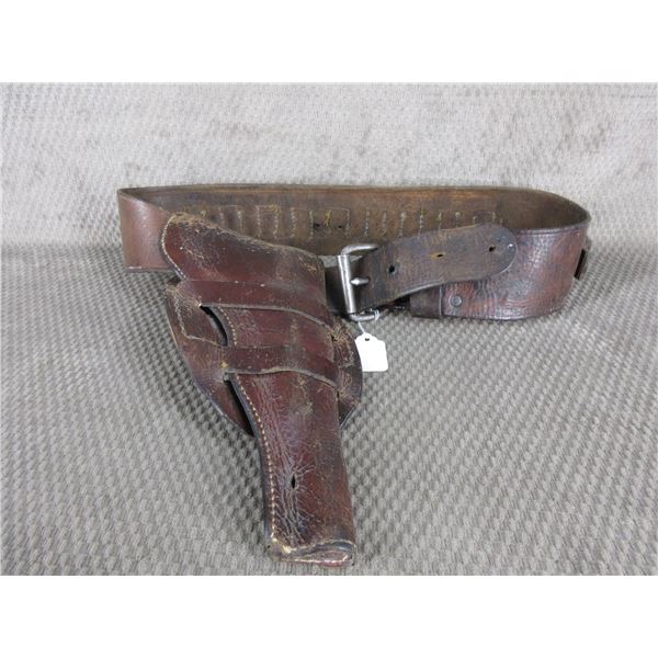 Vintage 44 or 45 Caliber Leather Holster with Belt