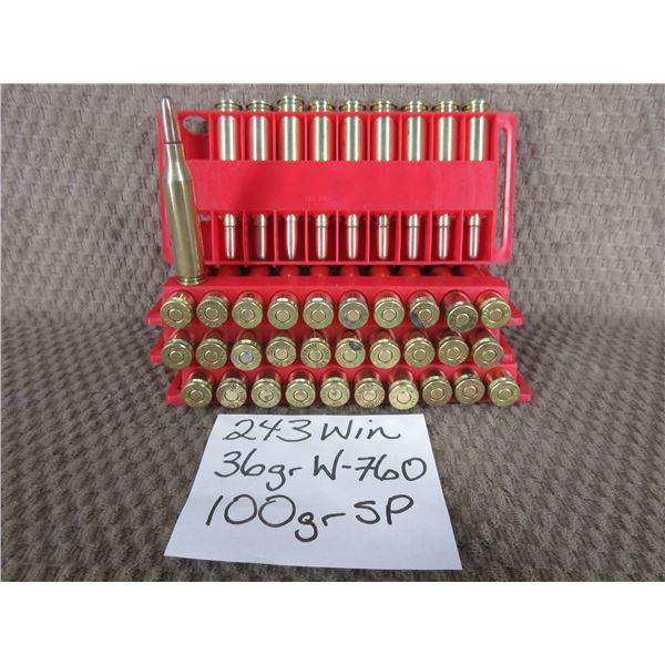 243 Winchewster 40 Rnds - Reloads sold as componets