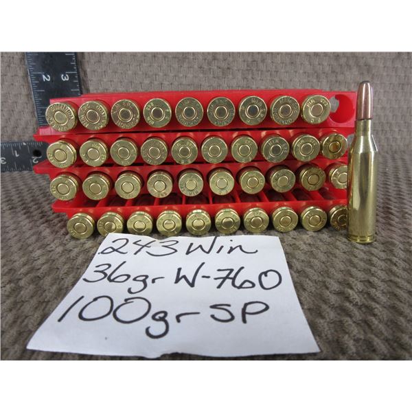 243 Winchewster 40 Rnds - Reloads sold as componets