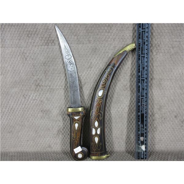 Kirpan Type Knife - Wood Sheath with Mother of Pearl